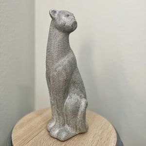 Elegant Silver Panther Sculpture